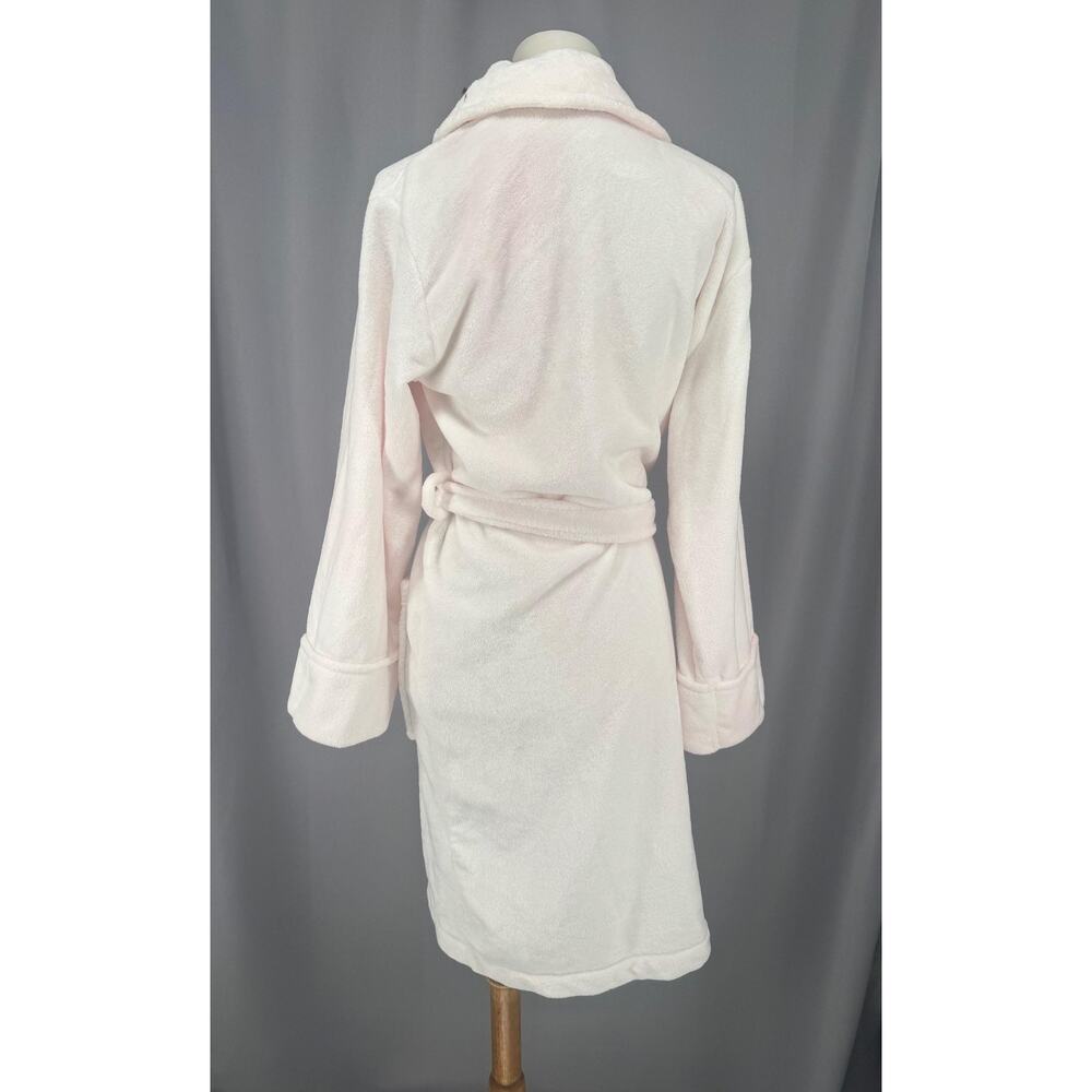 Charter Club Robe Womens Medium Pink Fleece Belted Shawl Collar Kimono Lounge - Picture 6 of 14